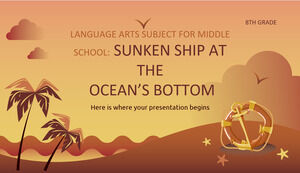 Materia di arti linguistiche per la scuola media - 8a elementare: nave affondata in fondo all'oceano