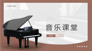 下载黑色钢琴背景音乐教室PPT模板