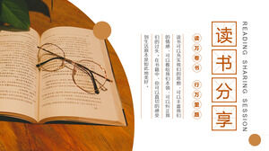 Herunterladen der PPT-Vorlage zum Lesen von Büchern und Brillen im Hintergrund