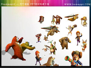Scarica tre set di materiali clip art PPT a tema orso dei cartoni animati