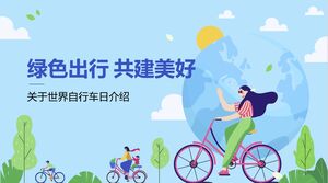 Modelo do PowerPoint - introdução ao dia mundial da bicicleta estilo ilustração verde fresco