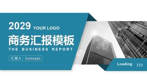 Download gratuito del modello PPT di report aziendale generale blu per lo sfondo di un edificio per uffici