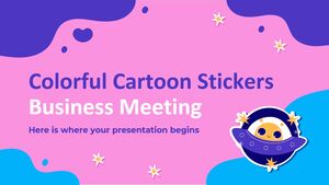 Riunione d'affari di adesivi colorati dei cartoni animati