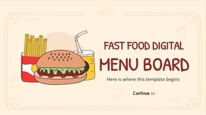 Scheda menu digitale fast food