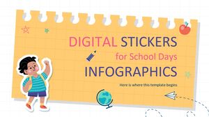 Cyfrowe naklejki na infografiki dni szkolnych