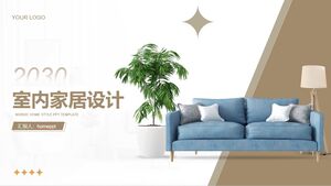 Introduction to Interior Design Works for Sofa, Table Lamp, Bonsai Background PPT Template Download