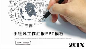PPT-Vorlage für einen Arbeitsbericht im handgezeichneten Stil
