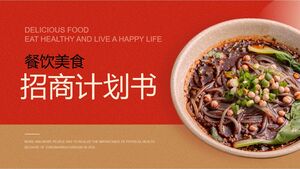 PPT template for investment proposal in the catering industry with a background of sour and spicy noodles