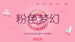 Pink Fantasy Food Theme PPT Template with Donut Background