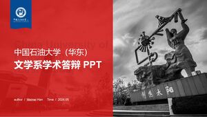 Modelo PPT para defesa acadêmica do Departamento de Literatura da China University of Petroleum