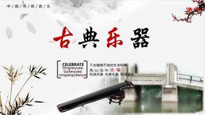 Tinta chinesa Vento Ponte Guzheng Fundo Música Tradicional Instrumento Clássico Baixar modelo PPT
