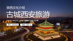 Șablon PPT de promovare a turismului și culturii Xi'an peisaj de noapte rafinat al orașului antic