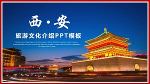 Plantilla PPT para presentar el turismo y la cultura de Xi'an a la vista nocturna del antiguo edificio de la ciudad