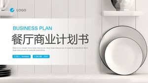 Modello PPT del piano aziendale del ristorante con sfondo piatto squisito