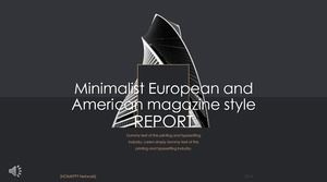 Черно-белый минималистский европейский и американский журнал в стиле PPT шаблон