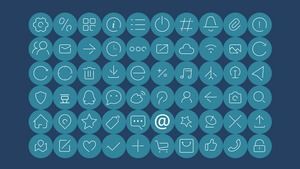 60 iconos PPT de línea minimalista editables en azul