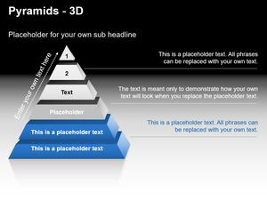 Ciemnoniebieska piękna hierarchiczna wykres PPT wydajności piramidy 3D