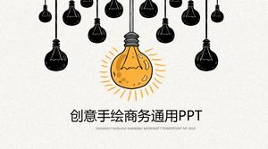 الإبداعية رسمت باليد المصباح الرئيسي الصورة الكرتون نمط تقرير الأعمال قالب ppt العالمي