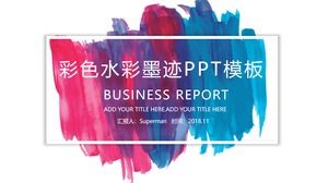 Multicolor watercolor ink art creative business work summary general ppt template