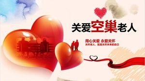 Care with heart Care with love——Caring for empty nest elderly love charity ppt template