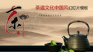 Klasik mürekkep çin tarzı çay sanat çay töreni kültür ppt şablonu