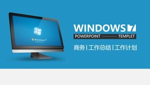 Microsoft niebieski windows motyw pulpitu prosty raport podsumowania pracy płaskiej szablon ppt