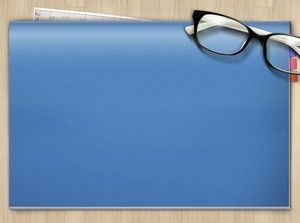 ลายไม้เดสก์ท็อปจอแสดงผลแว่นตาสีน้ำเงิน notepad สดสไตล์คิดถึงธุรกิจแม่แบบ ppt ทั่วไป