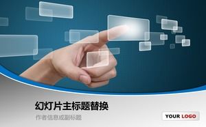 Palca ekran dotykowy interakcja człowiek-komputer wirtualnej rzeczywistości sceny prezentacji biznesowych szablon ppt