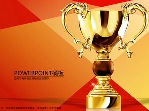 Trofeo de Jin Cancan rojo y amarillo pasión festivo festivo informe de rendimiento de ventas plantilla PPT