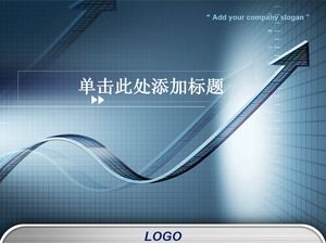 Up arrow three-dimensional grid background classic blue business ppt template