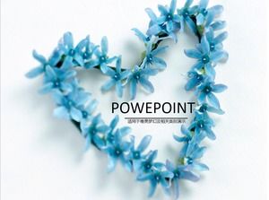 青い小さな花の愛の花輪pptテンプレート