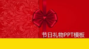 Modello rosso cinese festivo del ppt del regalo di festa del nodo del regalo