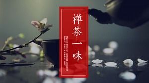 Plantilla PPT de la cultura de beber té "Zencha Yiwei"