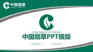 Template PPT tembakau Cina dengan warna hijau dan abu-abu