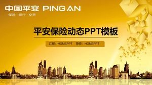 Plantilla PPT de Golden Ping An Insurance