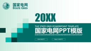 Plantilla PPT de informe de trabajo plano verde para State Grid Corporation of China