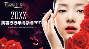 Schönheitsindustrie PPT-Vorlage mit Make-up-Schönheitshintergrund