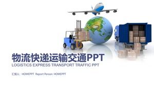 Modèle PPT de rapport sommaire de travail de l'industrie de la logistique bleue express
