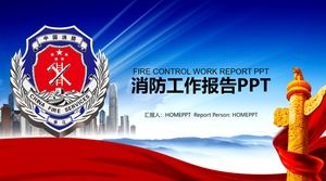 Blaue Feuerarbeitsbericht PPT-Vorlage