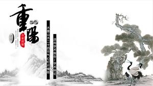 Modelo PPT de tinta clássica Chongyang Festival