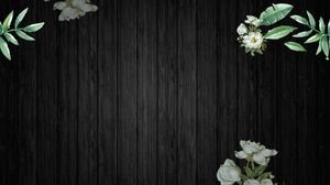 Siyah ahşap tahıl yeşil yaprak çiçek PPT arka plan resmi