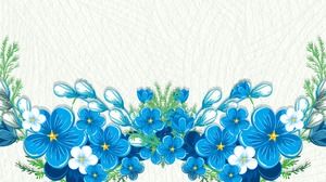 4 블루 한 팬 꽃 PPT 배경 사진