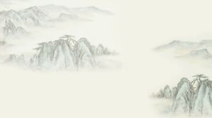 PPT-Hintergrundbild der eleganten Tintenlandschaftsberge