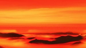 赤い山と雲PPT背景画像