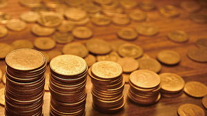 Gambar latar belakang PPT keuangan mata uang koin emas