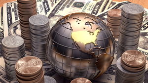 Moneda dólar globo PPT imagen de fondo