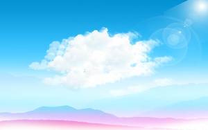 PPT arka plan resmi mavi gökyüzü ve beyaz bulutlar mor dağlar