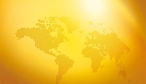 Gambar latar belakang bitmap peta dunia PPT emas