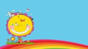 Dos imágenes de fondo de dibujos animados lindo arco iris PPT