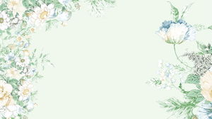 兩朵綠色清新美麗的花朵藝術PPT背景圖片